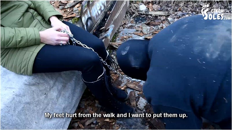 Mistress femdom - Oudoor trampling and boots licking
