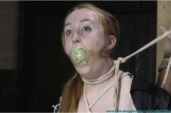 Slavegirl Ginger Breast Bondage - Hogtied and gagged