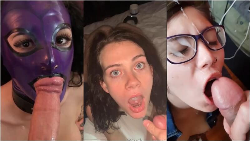 Women taking facials and cum in the mouth - 3-column video wall